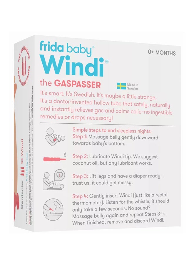 fridababy Windi Baby Gas & Colic Reliever | 10 Qty | Made in Sweden | Instant Tummy Discomfort Relief | Safe, Natural & BPA-Free | Pediatrician-Approved, Soft & Gentle Design | Easy-to-Use for Newborns & Infants - Image 2